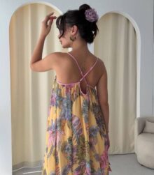 ⁦שמלת שיפון צבעונית⁩ – תמונה ⁦2⁩